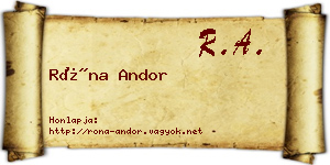 Róna Andor névjegykártya